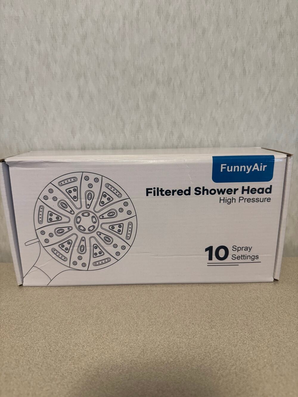 FunnyAir Filtered Shower Head 10 Spray Settings Handheld High Pressure Chrome